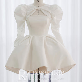 Elegant Above Knee Mini Dress Short Wedding Dress with Puffy Skirt