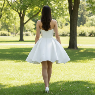 Elegant Above Knee Mini Dress Short Wedding Dress with Puffy Skirt