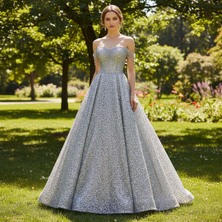 Off Shoulder Sparkly Sequin Formal Dress Prom Party Gown