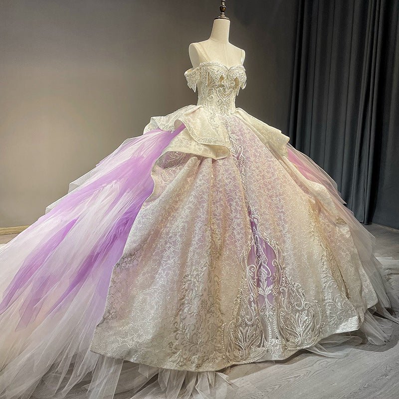 wedding dress with purple train Purple princess gown for dress-up