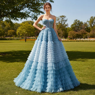 Colored Ruched Tulle Beach Wedding Dress with Sheer Bodice - Rosymae