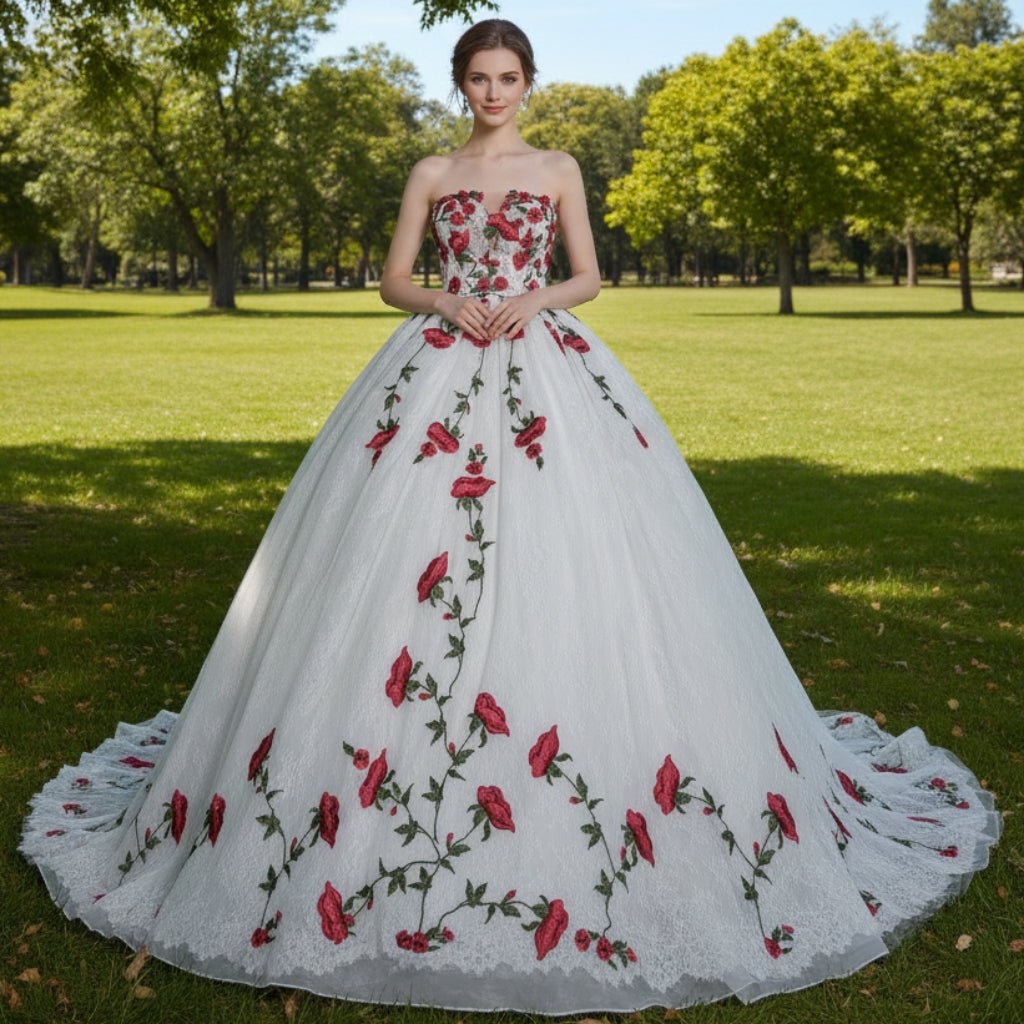 embroidered wedding dress