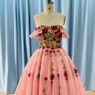 Colourful Embroidery Floral Rose Wedding Dress Quinceanera Party Gown - Rosymae