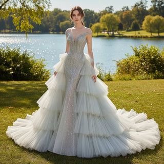 Convertible Mermaid Wedding Dress with Detachable Skirt - Rosymae