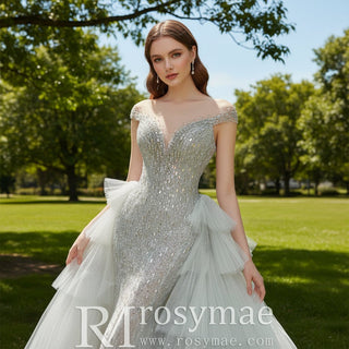 Convertible Mermaid Wedding Dress with Detachable Skirt - Rosymae
