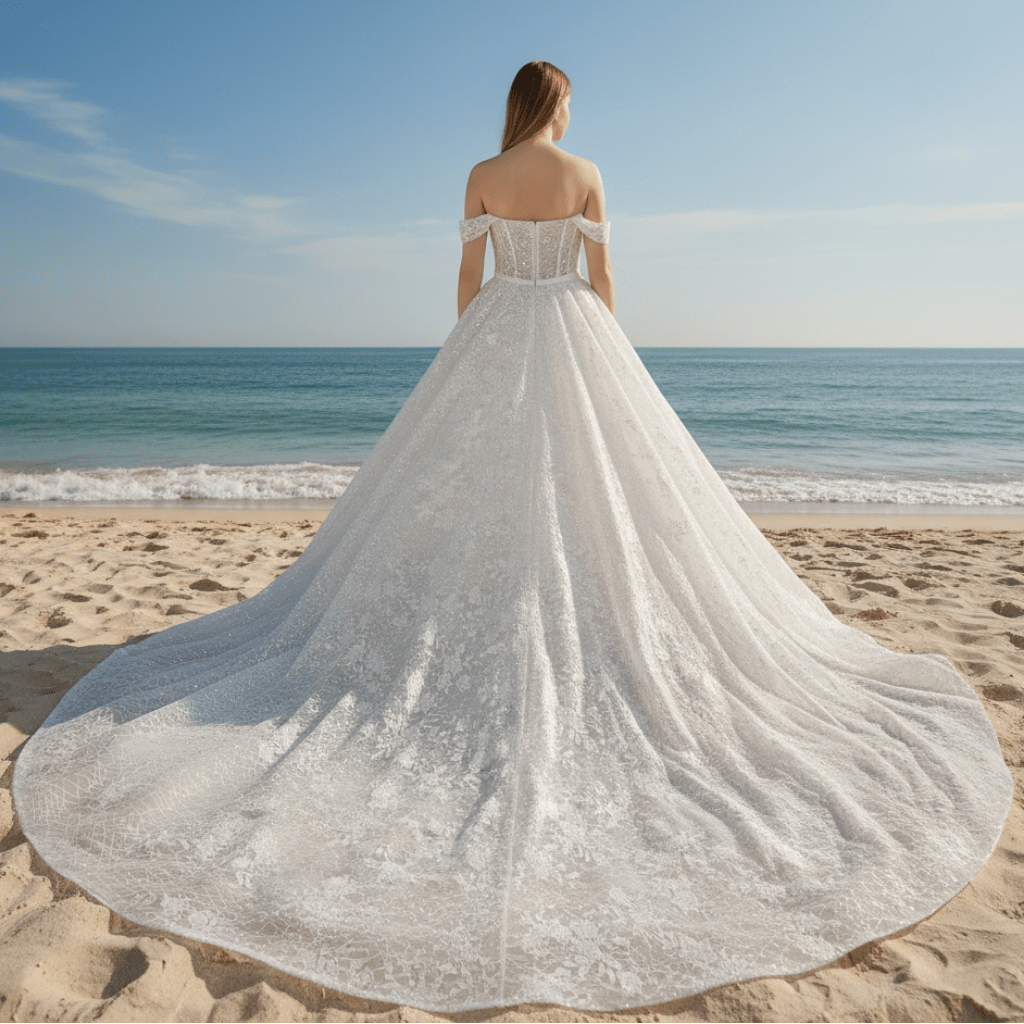 Convertible Off Shoulder Sweetheart Sparkly Ballgown Wedding Dress - Rosymae