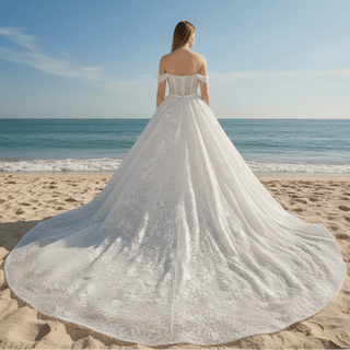 Convertible Off Shoulder Sweetheart Sparkly Ballgown Wedding Dress - Rosymae