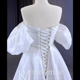 Convertible Short Above Knee Wedding Dress with Detachable Train - Rosymae