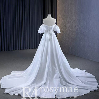 Convertible Short Above Knee Wedding Dress with Detachable Train - Rosymae