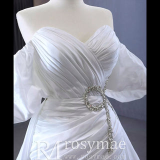 Convertible Short Above Knee Wedding Dress with Detachable Train - Rosymae