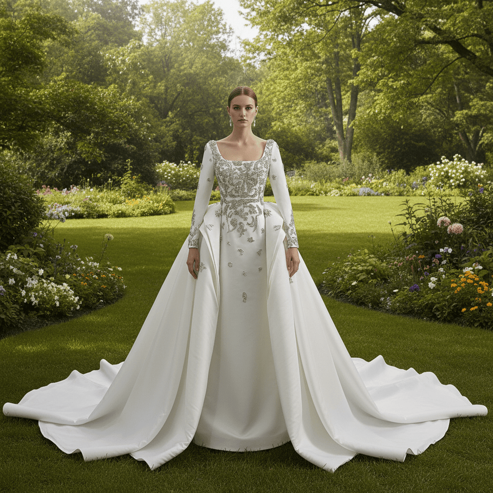 Square Neck Wedding Dress