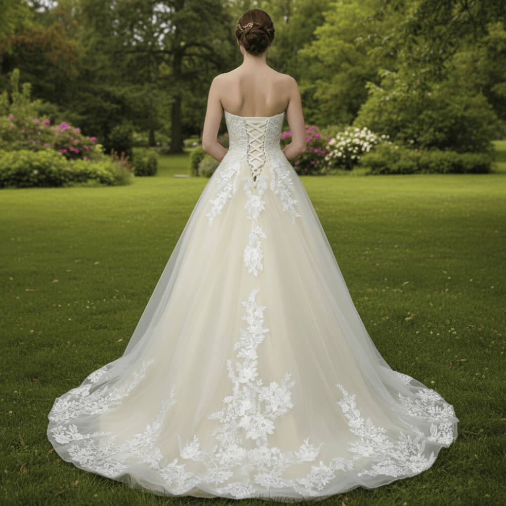 Cream Strapless Sweetheart Neckline Princess Tulle Wedding Dresses - Rosymae