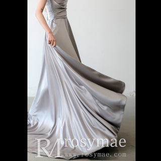 Elegant Crepe Satin Prom Party Dresses Evening Gowns