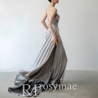 Elegant Crepe Satin Prom Party Dresses Evening Gowns