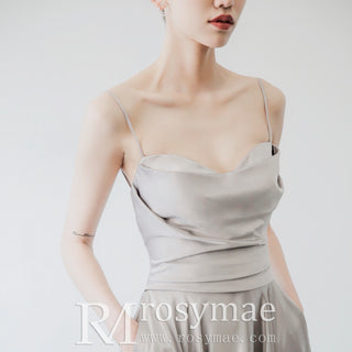 Elegant Crepe Satin Prom Party Dresses Evening Gowns