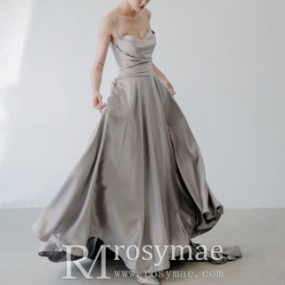Elegant Crepe Satin Prom Party Dresses Evening Gowns