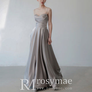 Elegant Crepe Satin Prom Party Dresses Evening Gowns