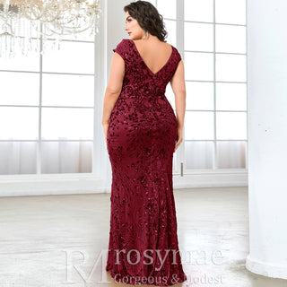 Sparkly Sequined Plus Size Mermaid Long Mother of the Bride Dress