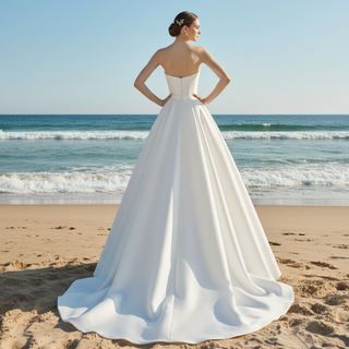 Elegant A-Line Strapless Satin Wedding Dress