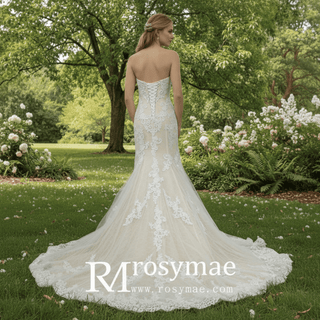 Curvy Mermaid Wedding Dress Gown with Super Flattering Lace - Rosymae