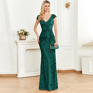Temperament Slim Formal Evening Dress Mermaid Sequins Prom Dresses Hunter Green / S Temperament Slim Formal Evening Dress Mermaid Sequins Prom Dresses Hunter Green / S