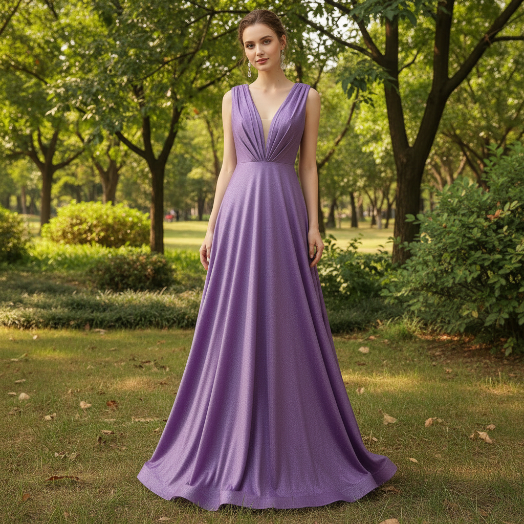 Elegant Purple V-Neck Bridesmaid Dresses with V Back for Wedding Purple / 16 Elegant Purple V-Neck Bridesmaid Dresses with V Back for Wedding Purple / 16