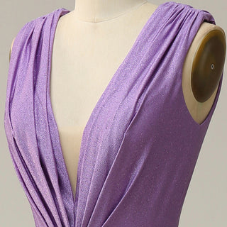 Elegant Purple V-Neck Bridesmaid Dresses with V Back for Wedding