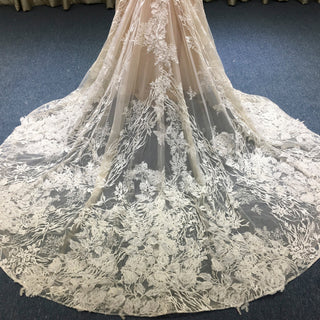 Deep V Neck Lace Mermaid Wedding Dress with Open Back and Chapel Train - Rosymae