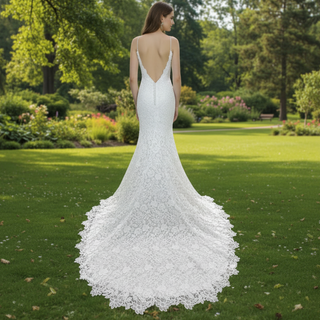 Elegant Multi-Lace Tank V-Neck Mermaid Wedding Dress