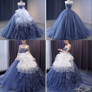 Detachable Blossom Wedding Dress Sweetheart Tiered Quinceanera Gown - Rosymae