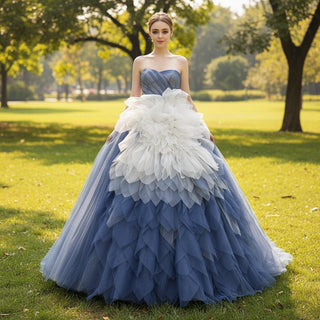 Detachable Blossom Wedding Dress Sweetheart Tiered Quinceanera Gown - Rosymae