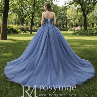 Detachable Blossom Wedding Dress Sweetheart Tiered Quinceanera Gown - Rosymae