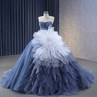 Detachable Blossom Wedding Dress Sweetheart Tiered Quinceanera Gown - Rosymae