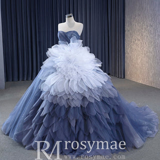 Detachable Blossom Wedding Dress Sweetheart Tiered Quinceanera Gown - Rosymae