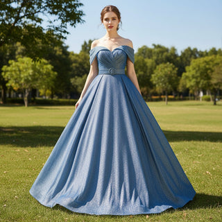 Detachable Sleeve A-line Evening Dresses Party Gowns - Rosymae