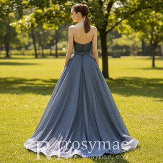 Detachable Sleeve A-line Evening Dresses Party Gowns - Rosymae