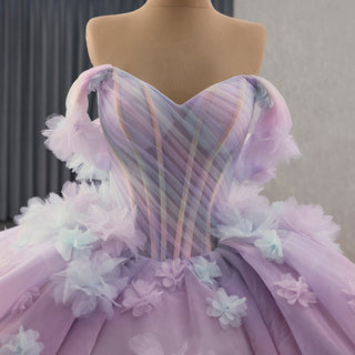 Detachable Wide Strap Women Lilac Quinceanera Dresses with Butterflies - Rosymae