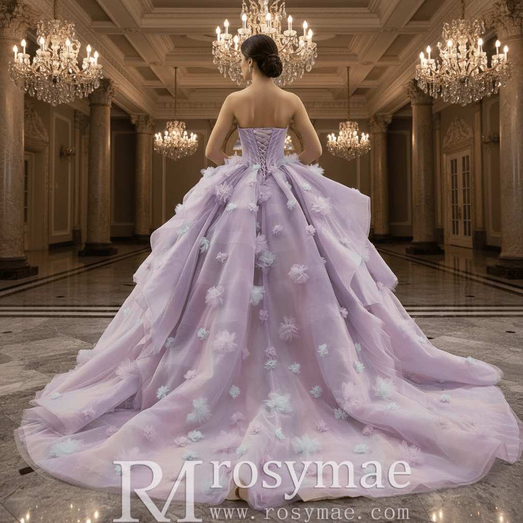 Detachable Wide Strap Women Lilac Quinceanera Dresses with Butterflies – Rosymae