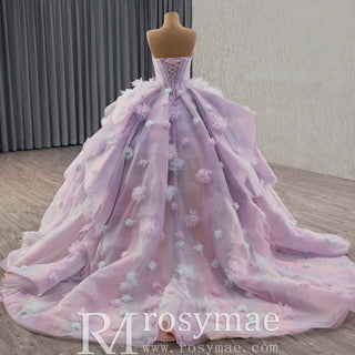Detachable Wide Strap Women Lilac Quinceanera Dresses with Butterflies - Rosymae
