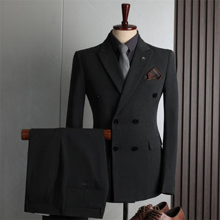 Double Breasted 2 Pieces Business Casual Men's Suit Set - Rosymae