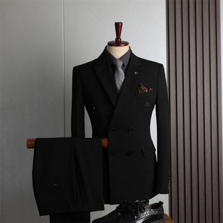 Double Breasted 2 Pieces Business Casual Men's Suit Set - Rosymae