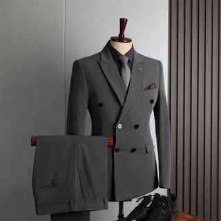 Double Breasted 2 Pieces Business Casual Men's Suit Set - Rosymae