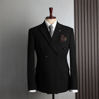 Double Breasted Men's Formal Attire British Fashion Business Casual Suit - Rosymae