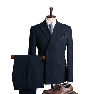 Double Breasted Men's Formal Attire British Fashion Business Casual Suit - Rosymae