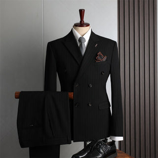 Double Breasted Men's Formal Attire British Fashion Business Casual Suit - Rosymae