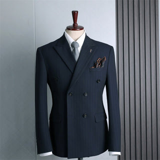 Double Breasted Men's Formal Attire British Fashion Business Casual Suit - Rosymae