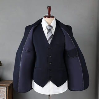 Double Breasted Men's Three Piece Suits & Blazer Office Formal Suit Slim Fit - Rosymae