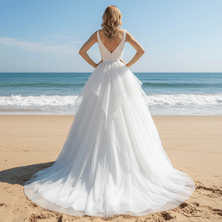 Double V Tank Top Tulle Ball Gown Bridal Wedding Dress - Rosymae