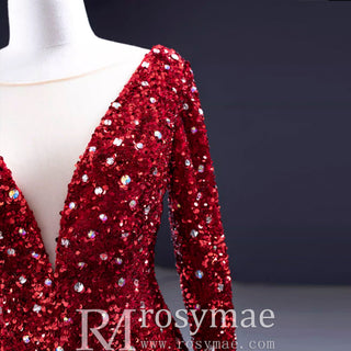 Dubai Shimmering Mermaid Wedding Dress Long Sleeve Pageant Gown - Rosymae