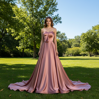 Strapless Dusty Rose Sweetheart A Line Wedding Dress